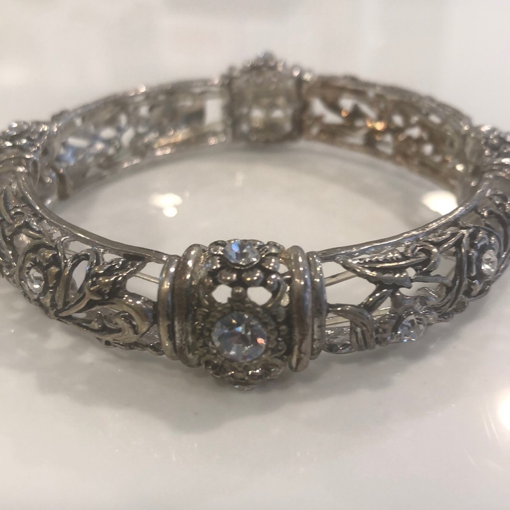 Silver and rhinestone bracelet